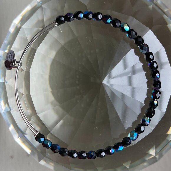 Alex + Ani blue iridescent beaded bangle bracelet - Picture 2 of 4
